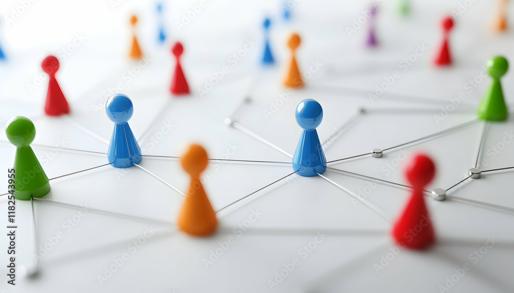 Networking digital connection with dynamic nodes and evolving lines representing internet communication  -