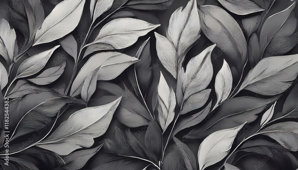 Fototapeta premium Seamless decorative leaves background graphic resource