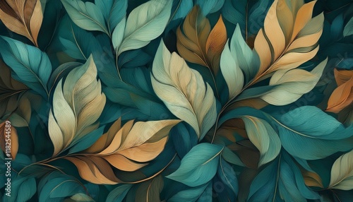 Seamless decorative leaves background graphic resource