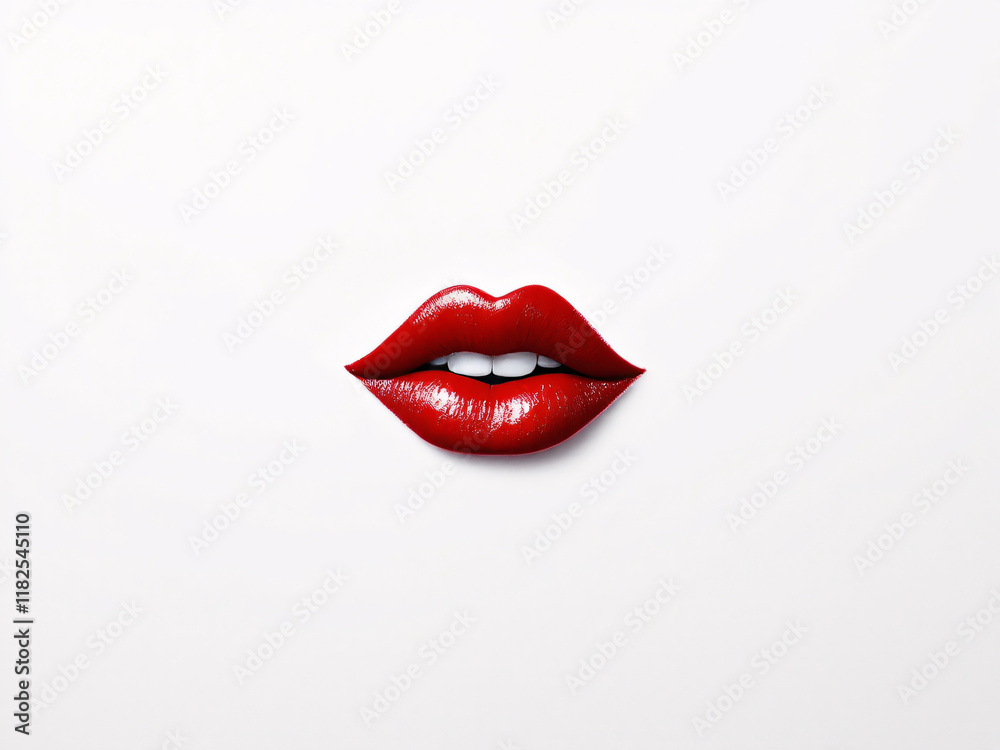 Fototapeta premium Lips, red, glossy, close-up, makeup, vibrant, sexy, kiss, pout, shiny, bold, alluring, cosmetics, beauty, mouth, glamour, lipstick, sensual, attractive, provocative, luscious, enticing, seductive, gli
