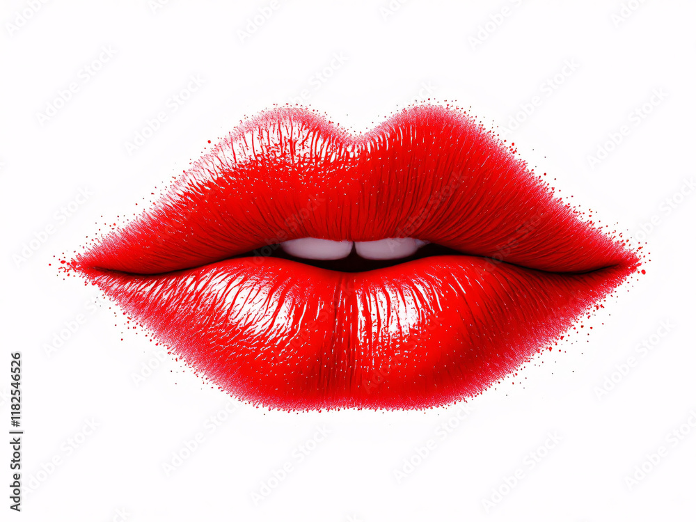 Obraz premium Lips, red, glossy, close-up, makeup, vibrant, sexy, kiss, pout, shiny, bold, alluring, cosmetics, beauty, mouth, glamour, lipstick, sensual, attractive, provocative, luscious, enticing, seductive, gli