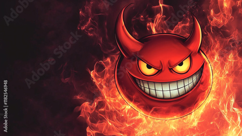 Wallpaper for FreeBSD enthusiasts on the desktop. A fiery and menacing cartoon devil red face photo