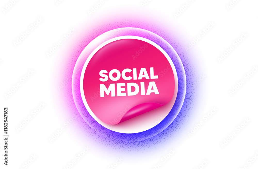 Social media sticker purple gradient. Paper offer price tag. Social media text. Social network tag icon. Web post. Sticker label. Grain dots effect. Vector Social media sticker purple gradient. Paper offer price tag. Social media text. Social network tag icon. Web post. Sticker label. Grain dots effect. Vector