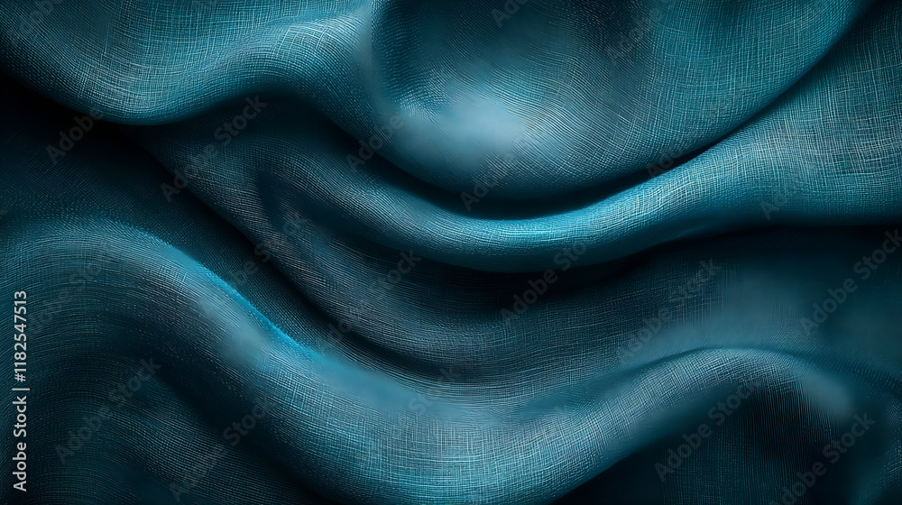 Fototapeta premium Draped Blue Fabric Texture Elegant Smooth Design with Soft Flowing Waves