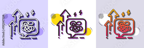 Stress grows line icon. Halftone dotted pattern. Gradient icon with grain shadow. Anxiety depression chat sign. Mental health symbol. Line stress grows icon. Various designs. Vector