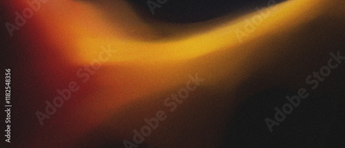 Abstract fiery gradient with vibrant yellow and red, grain noise texture, swirling flow on dark background, Intensity, passion, drama, danger, mystery concept for website banner poster design