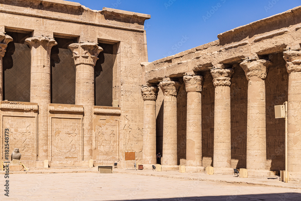 Edfu, Aswan, Egypt. Row of columns at the Temple of Horus. Edfu, Aswan, Egypt. Row of columns at the Temple of Horus.