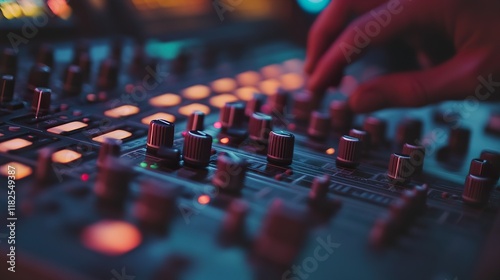 Close-Up Shot of a Sound Mixing Table photo