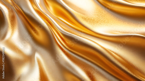 Golden Silk Drapes and Swirls Elegant Flowing Fabric with Radiant Luxurious Texture