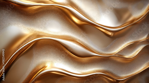 Golden Silk Drapes and Swirls Elegant Flowing Fabric with Radiant Luxurious Texture