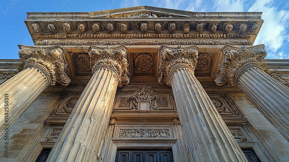 Fototapeta premium Grand Classical Building Facade Architectural Detail