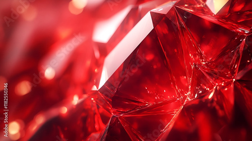 Glowing Red Crystal Formation Stunning Abstract Gemstone Texture and Radiant Design