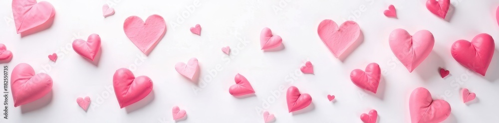 Delicate pink hearts scattered on white, romantic pattern , romantic, hearts texture Delicate pink hearts scattered on white, romantic pattern , romantic, hearts texture