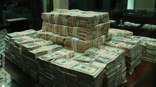 Bundle of 100 billion US dollars in a dramatic composition
