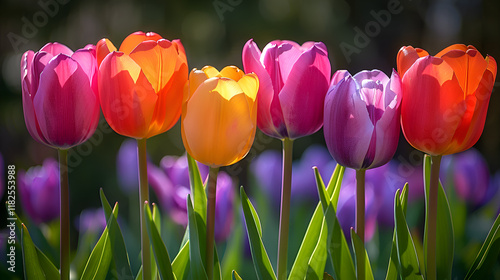 tulips of different colors close-up