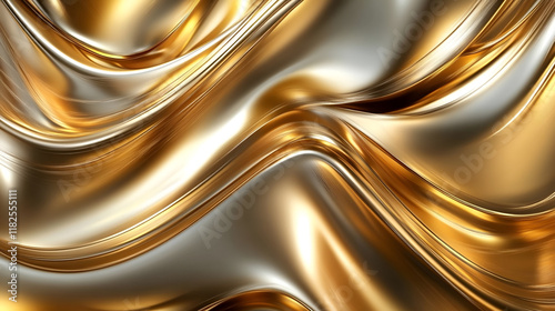 Abstract Golden Fluid Flow with Luxurious Liquid Metallic Swirls and Dynamic Texture