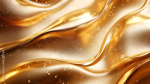 Abstract Golden Fluid Flow with Luxurious Liquid Metallic Swirls and Dynamic Texture