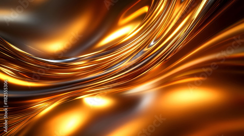 Abstract Golden Fluid Flow with Luxurious Liquid Metallic Swirls and Dynamic Texture