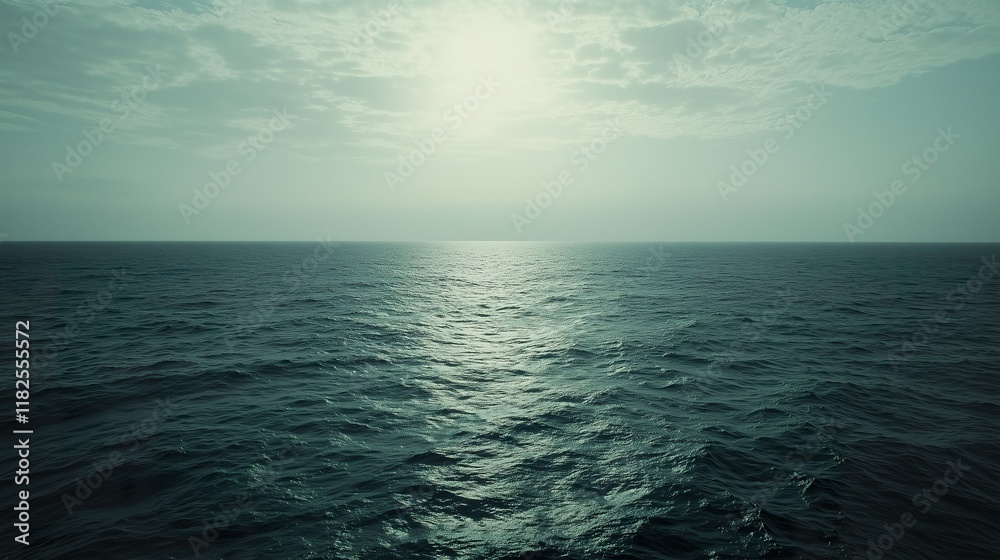 Cinematic 35mm shot of the ocean, vast and empty Cinematic 35mm shot of the ocean, vast and empty