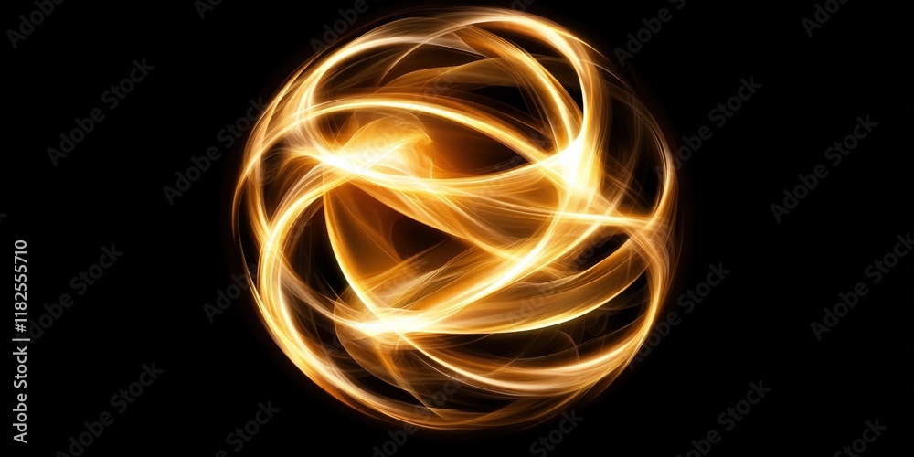 Glowing golden sphere with swirling energy lines over dark background. futuristic energy visualization. Glowing golden sphere with swirling energy lines over dark background. futuristic energy visualization.