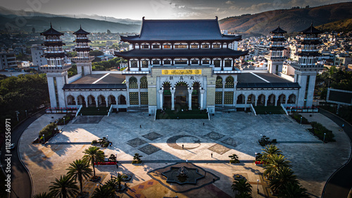 Konstfotografi Drone view of a Shadian Shadianzhen mosque in Yunnan, China