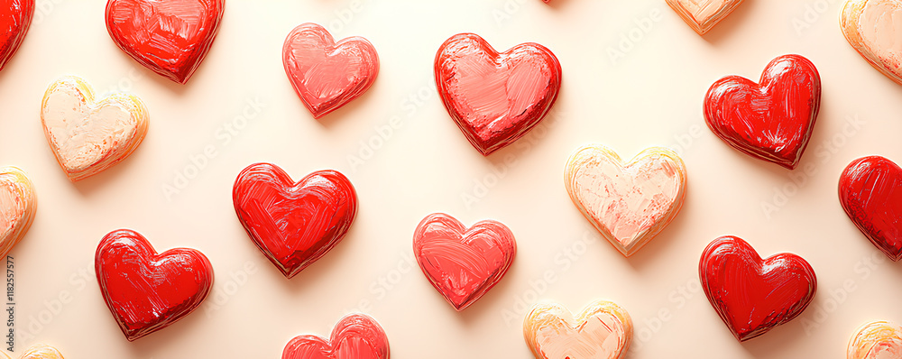Many red and pastel pink hearts creating a beautiful pattern on a pink background, ideal for romantic projects Many red and pastel pink hearts creating a beautiful pattern on a pink background, ideal for romantic projects