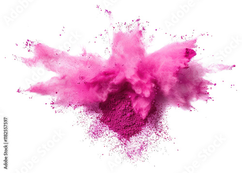 PNG Pink magenta holi paint color powder purple white background splattered. photo