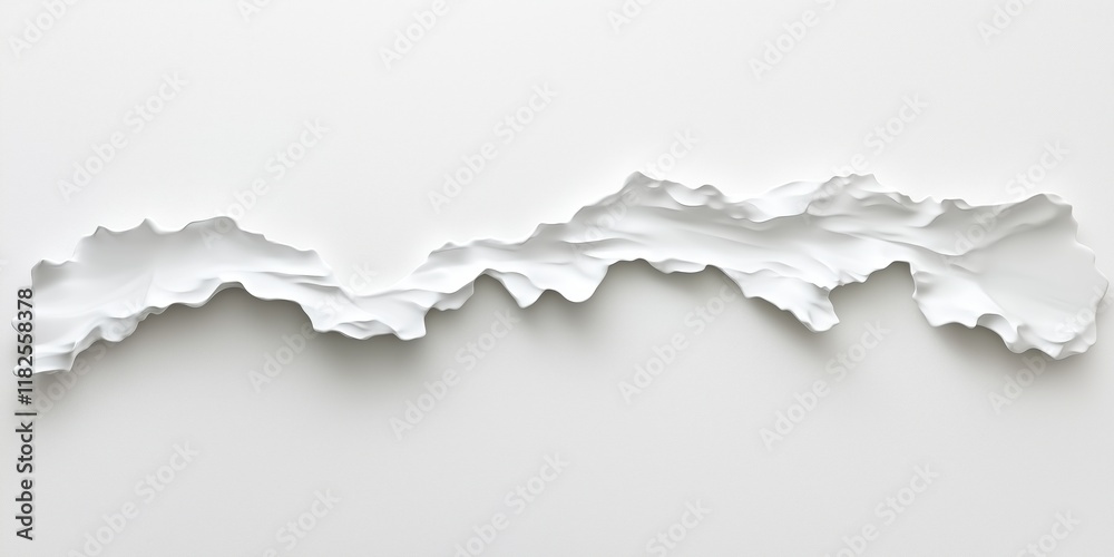 Ripped white paper forming abstract shapes on a plain white background. creativity and design concept Ripped white paper forming abstract shapes on a plain white background. creativity and design concept