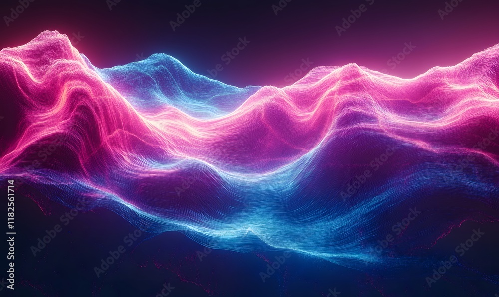Obraz premium abstract scene where neon lines form undulating waveforms