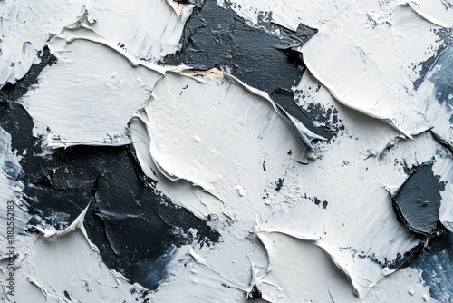 Oil paint texture with brush and palette knife strokes creating an abstract black and white background