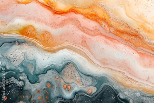 Wallpaper Mural Fluid acrylic painting creating marble effect with orange, pink, grey and white colors mixing together Torontodigital.ca