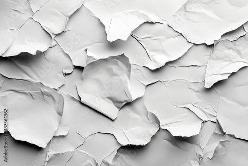 White crumpled paper creates a textured, abstract background, suitable for various design applications