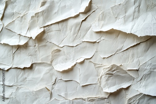 Close-up of overlapping crumpled paper pieces forming an abstract textured background