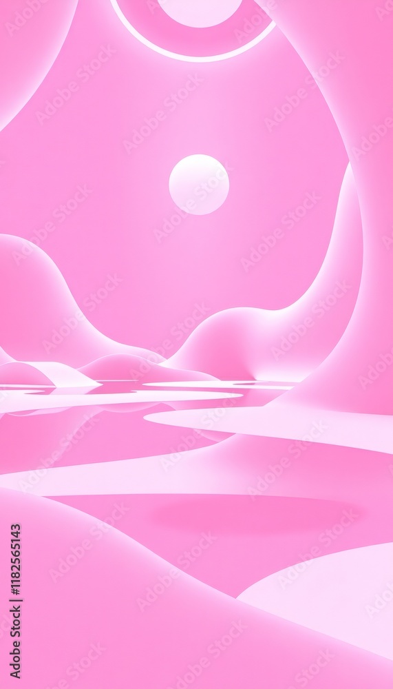 Abstract pink background with smooth, wavy shapes and a white circle. Abstract pink background with smooth, wavy shapes and a white circle.