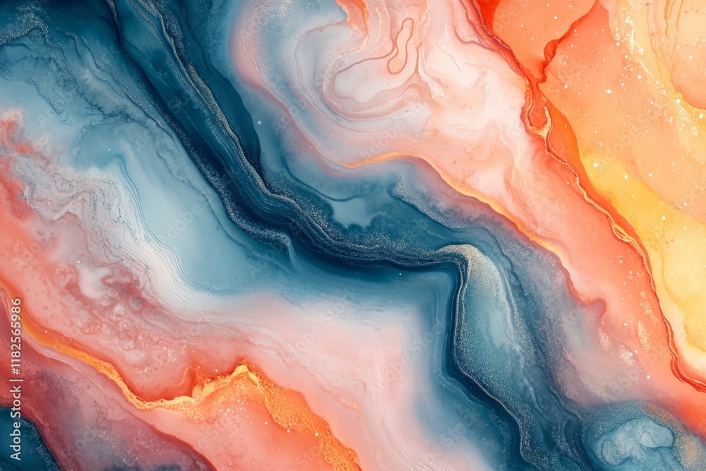 Obraz premium Abstract fluid art background with mixing paints creating mesmerizing swirls and patterns