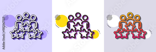 Business meeting line icon. Halftone dotted pattern. Gradient icon with grain shadow. Employee nomination sign. Teamwork rating symbol. Line business meeting icon. Various designs. Vector