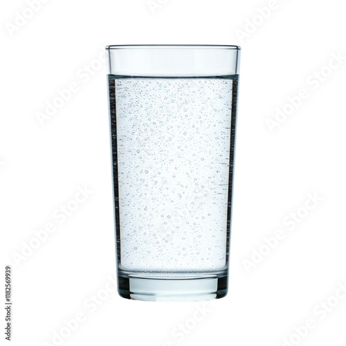 Chilled Sparkling Water Glass with Transparent Background photo