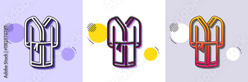 Bathrobe line icon. Halftone dotted pattern. Gradient icon with grain shadow. Housecoat robe sign. Fabric dressing gown symbol. Line bathrobe icon. Various designs. Vector