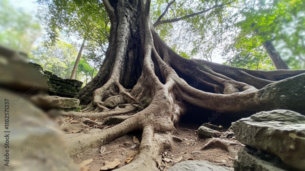 Majestic Tree Roots in a Lush Forest Majestic Tree Roots in a Lush Forest