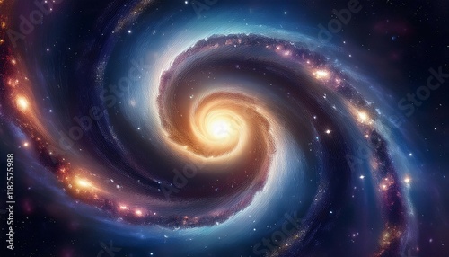 Wallpaper Mural spiral galaxy with bright core surrounded by stars and cosmic dust Torontodigital.ca