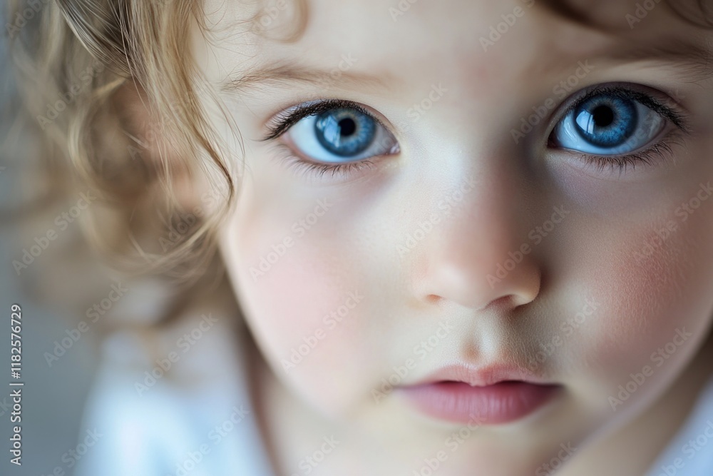 A young child with striking blue eyes, captured in a close-up shot A young child with striking blue eyes, captured in a close-up shot