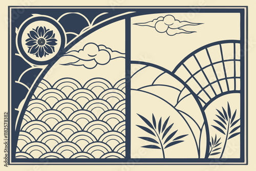 Japanese zodiac, Year of the Snake, cute cartoon style, green snakes forming numbers 2025, red fish, mochi, daruma doll, folding fan, auspicious symbols, brush stroke technique, cheerful expression, c