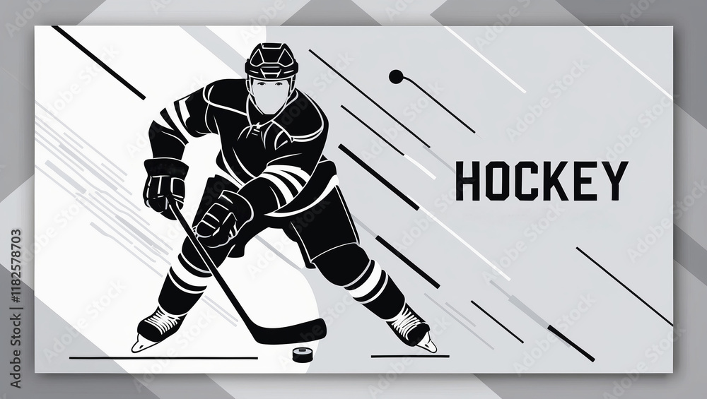 Obraz premium Dynamic depiction of a hockey player in sleek vector art design showcasing speed and skill during a match