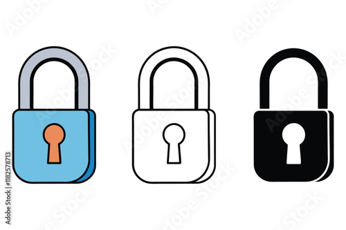 a set of padlock vector illustration.