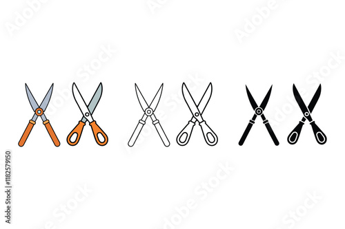  a set of shears vector illustration.