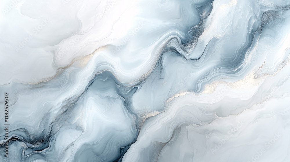 Abstract blue and white marbled design in soft waves and flowing lines Abstract blue and white marbled design in soft waves and flowing lines