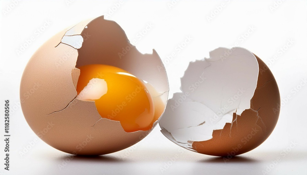 egg cracked and isolated on a white surface egg cracked and isolated on a white surface