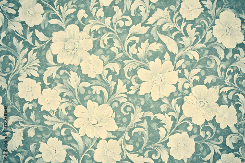 Intricate seamless floral design for use in textured backgrounds and decorative fabric textures Intricate seamless floral design for use in textured backgrounds and decorative fabric textures