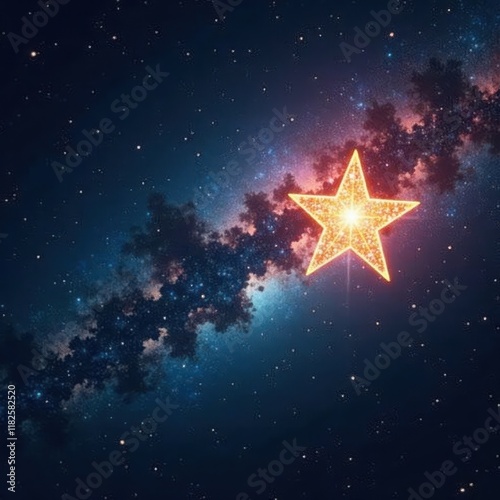 Glittering star shines brightly in the night sky, Twinkle, Glitter, Mysterious