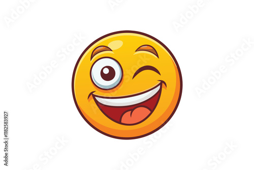 Playful and vibrant winking emoji face with a mischievous smile, perfect for expressing joy, humor, and lighthearted communication